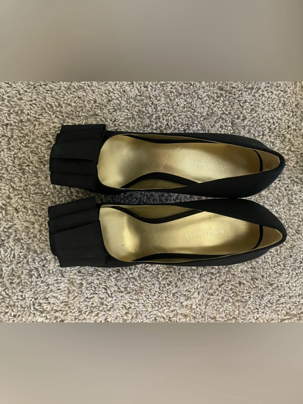Nine West Black Satin Bow Detail Heels